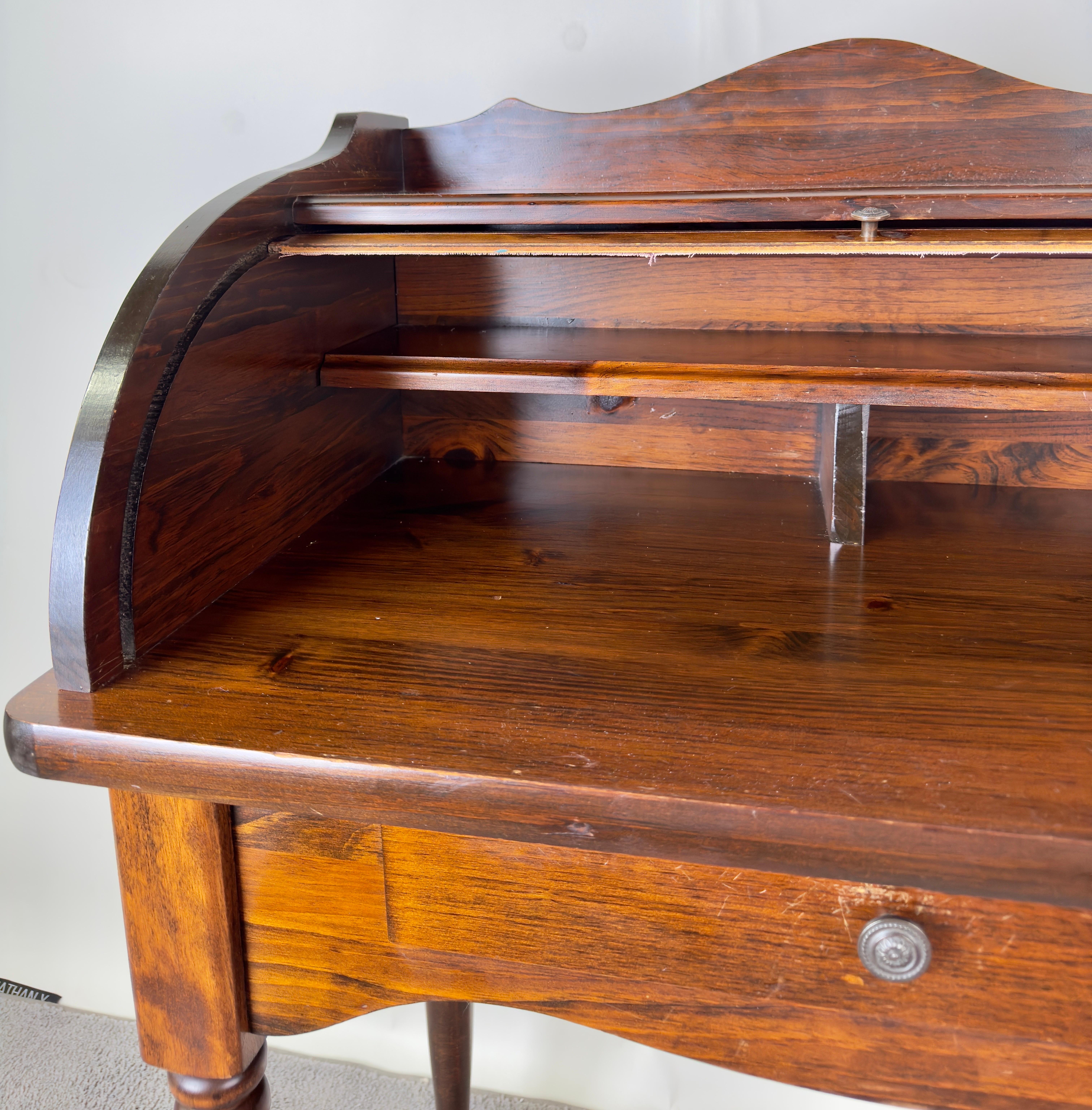 Victorian Style Walnut Roll-Top Desk with Tambour Front 1