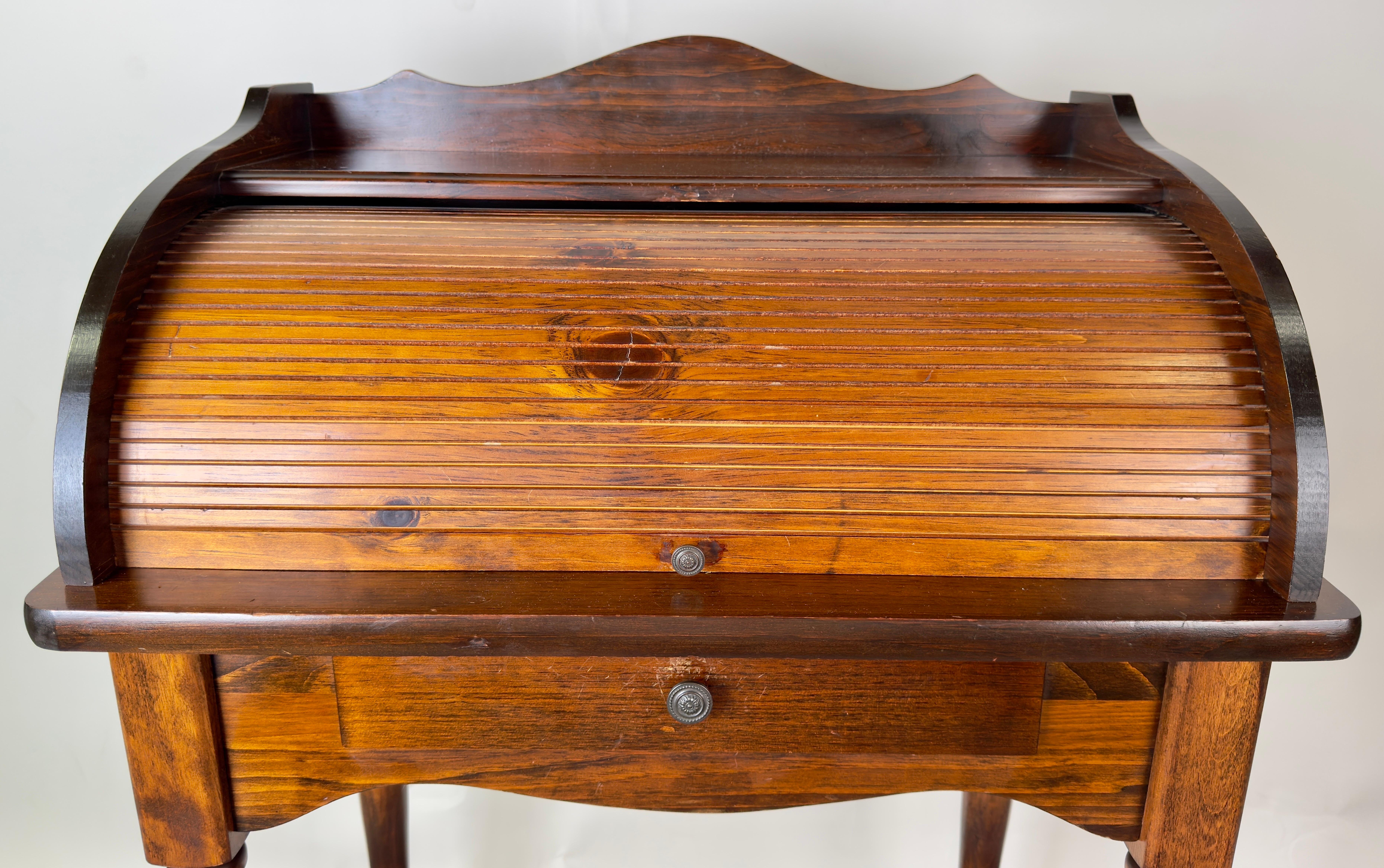 Victorian Style Walnut Roll-Top Desk with Tambour Front 2
