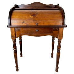 Antique Victorian Style Walnut Roll-Top Desk with Tambour Front