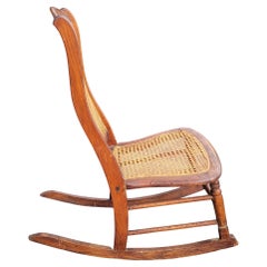 Victorian Style Walnut with Cane Seat and Back Rocker