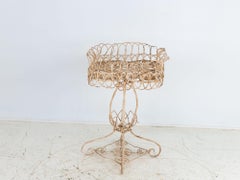 Victorian Style White Painted Wirework Plant Stand, English Early 20th C.