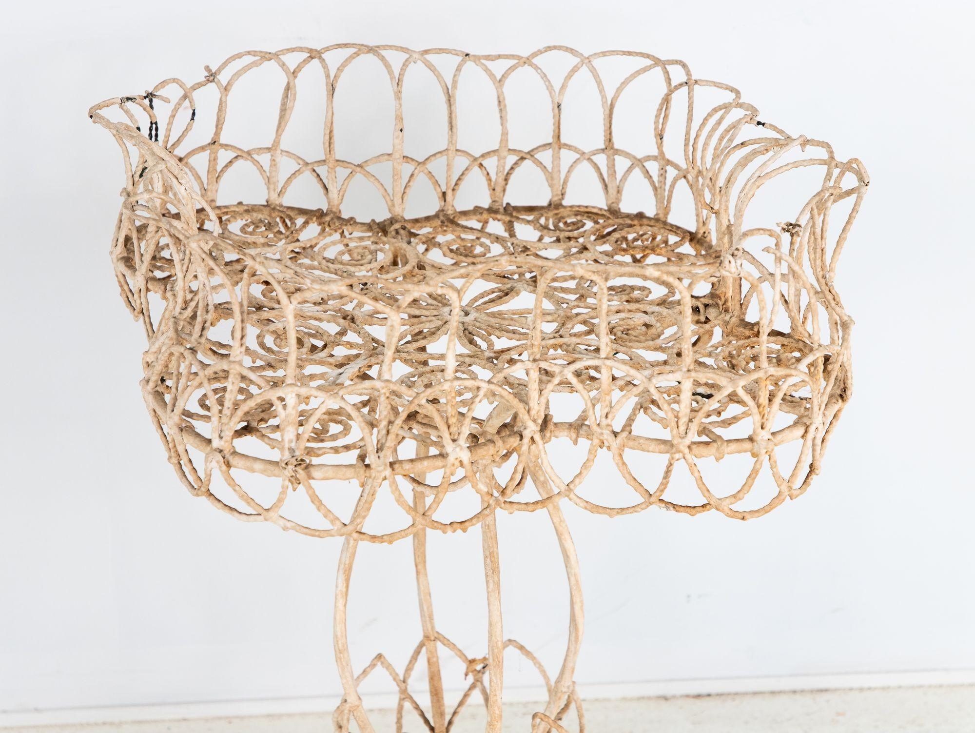 Victorian Style White Painted Wirework Plant Stand, English Early 20th C. For Sale 3