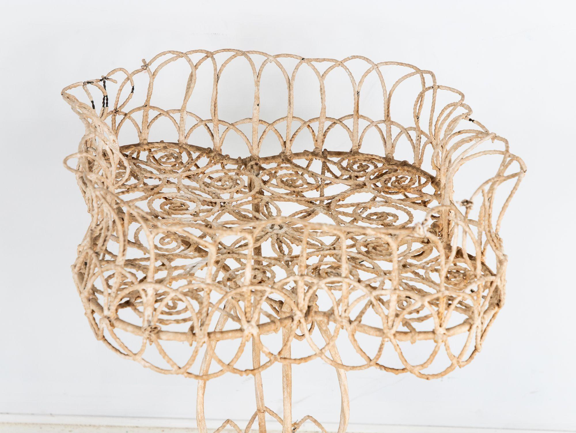 Victorian Style White Painted Wirework Plant Stand, English Early 20th C. For Sale 4