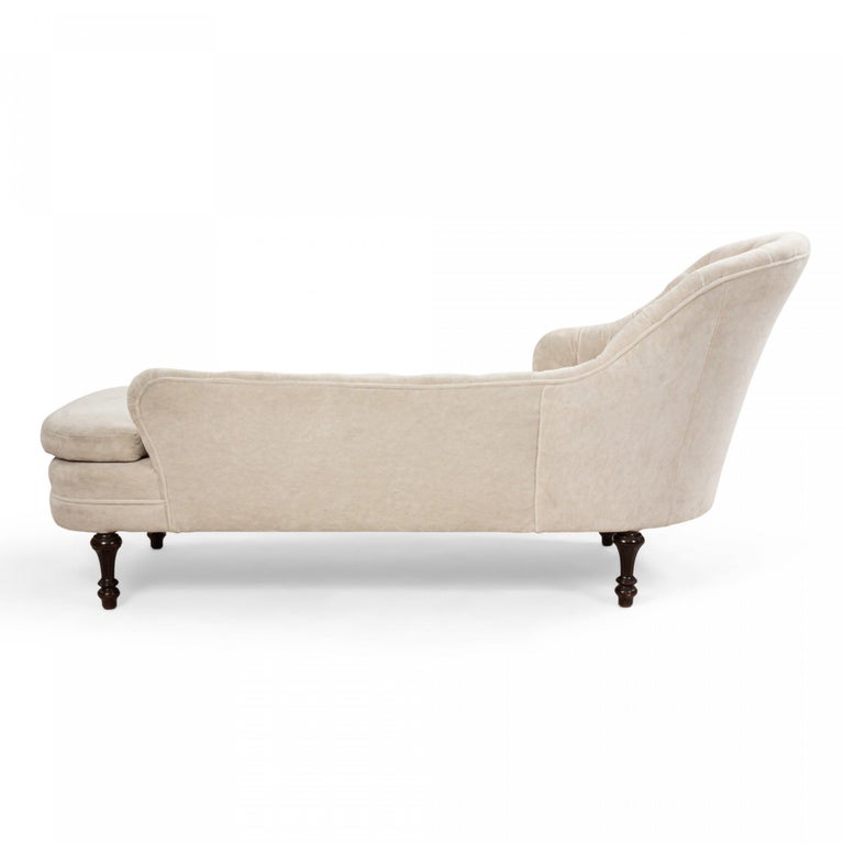 Victorian Style White Velvet Tufted Chaise Lounge at 1stDibs