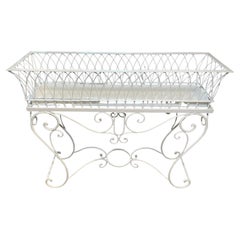 Victorian Style White Wrought Iron Planter Stand