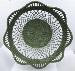 Victorian Style Wicker and Rattan Domed Floor Lamp