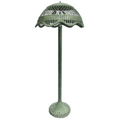 Victorian Style Wicker and Rattan Domed Floor Lamp