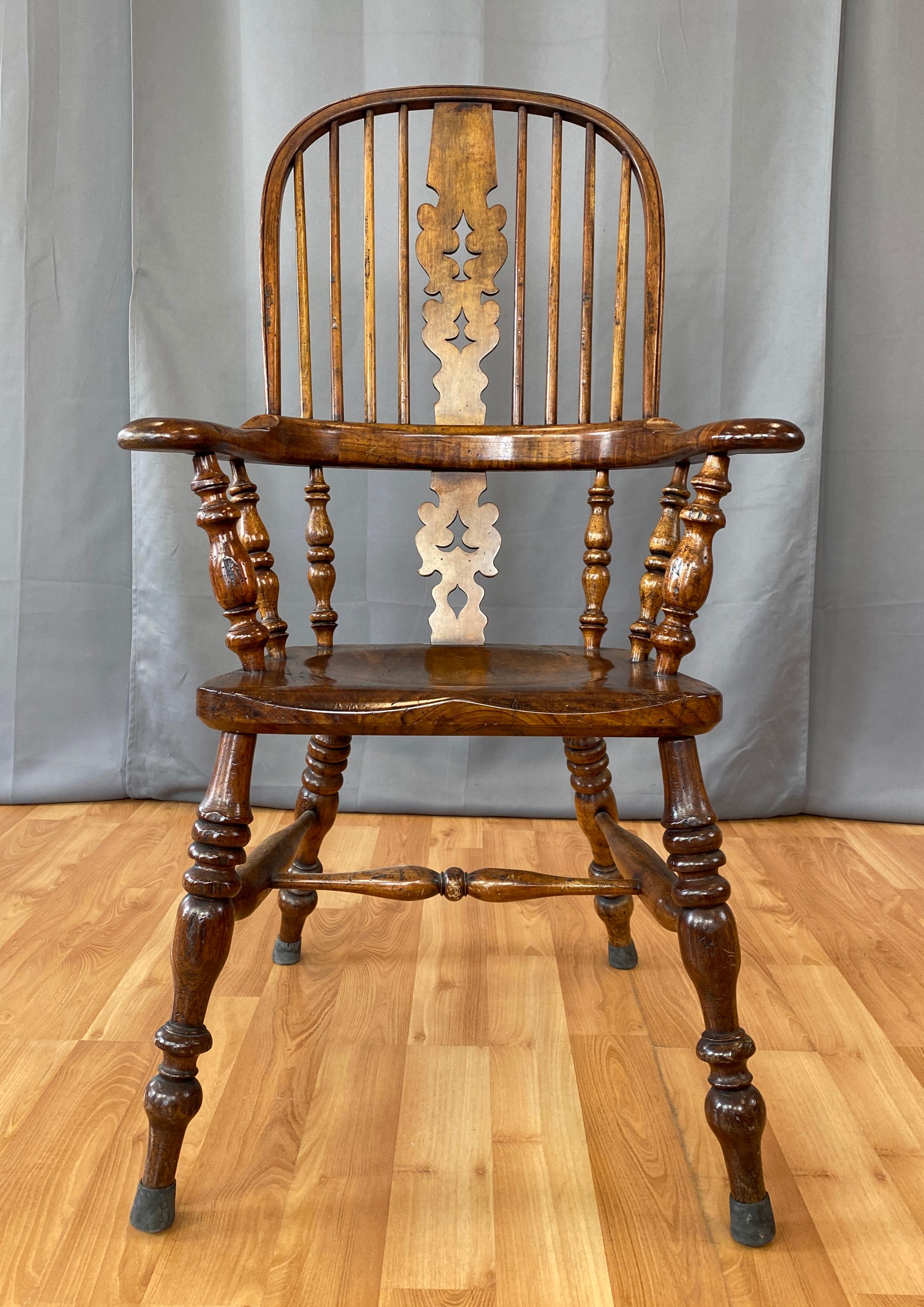 American Victorian Style Windsor Hoop Back Broad Arm Chair