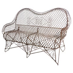 Antique Victorian Style Wire Garden Bench Loveseat Settee