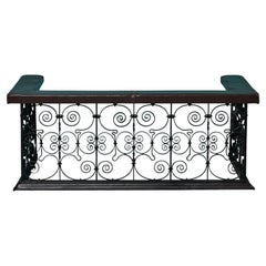 Victorian Style Wrought Iron & Brown Leather Club Fender