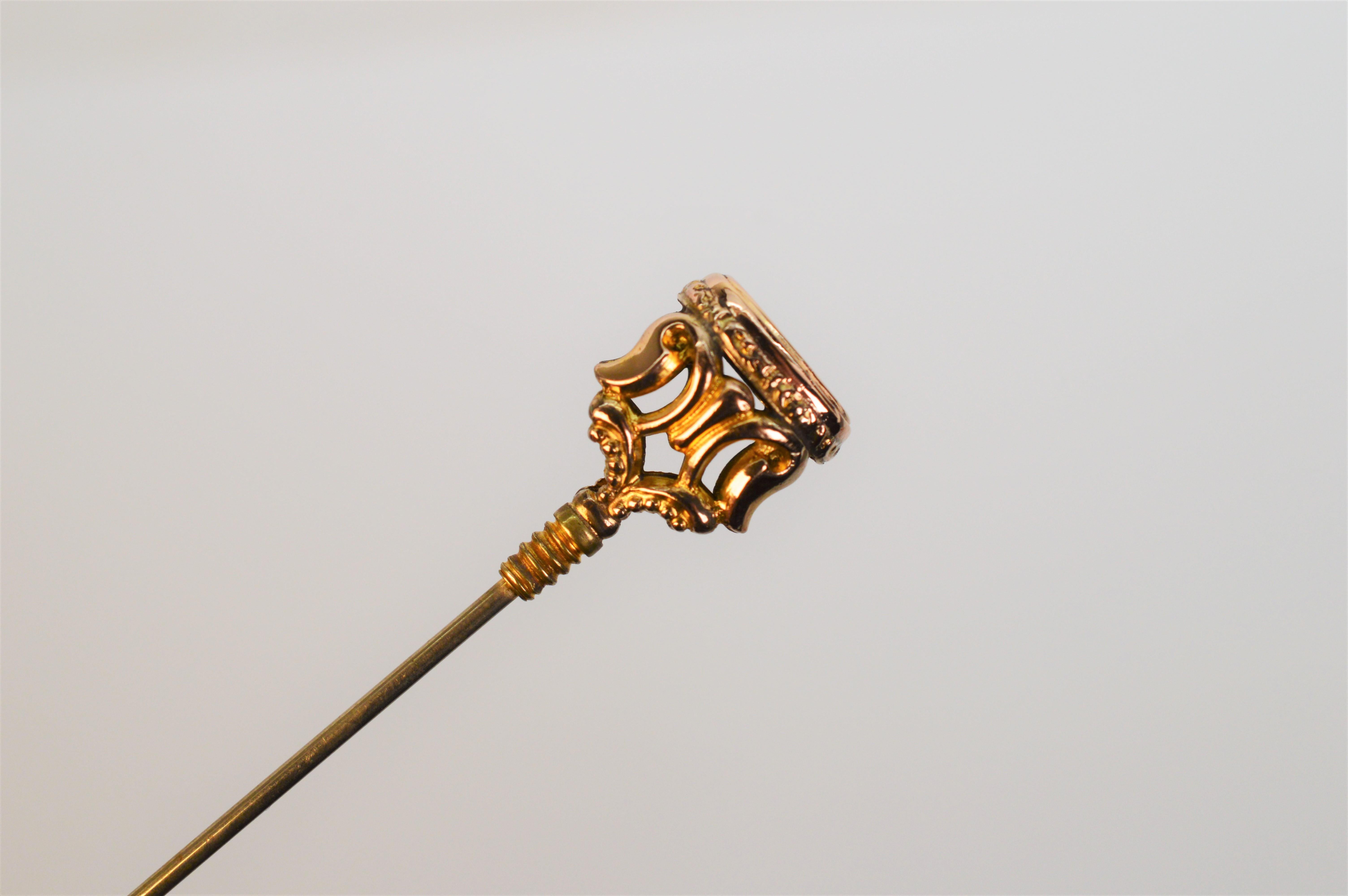 Victorian Style Yellow Gold Antique Hat Pin 1