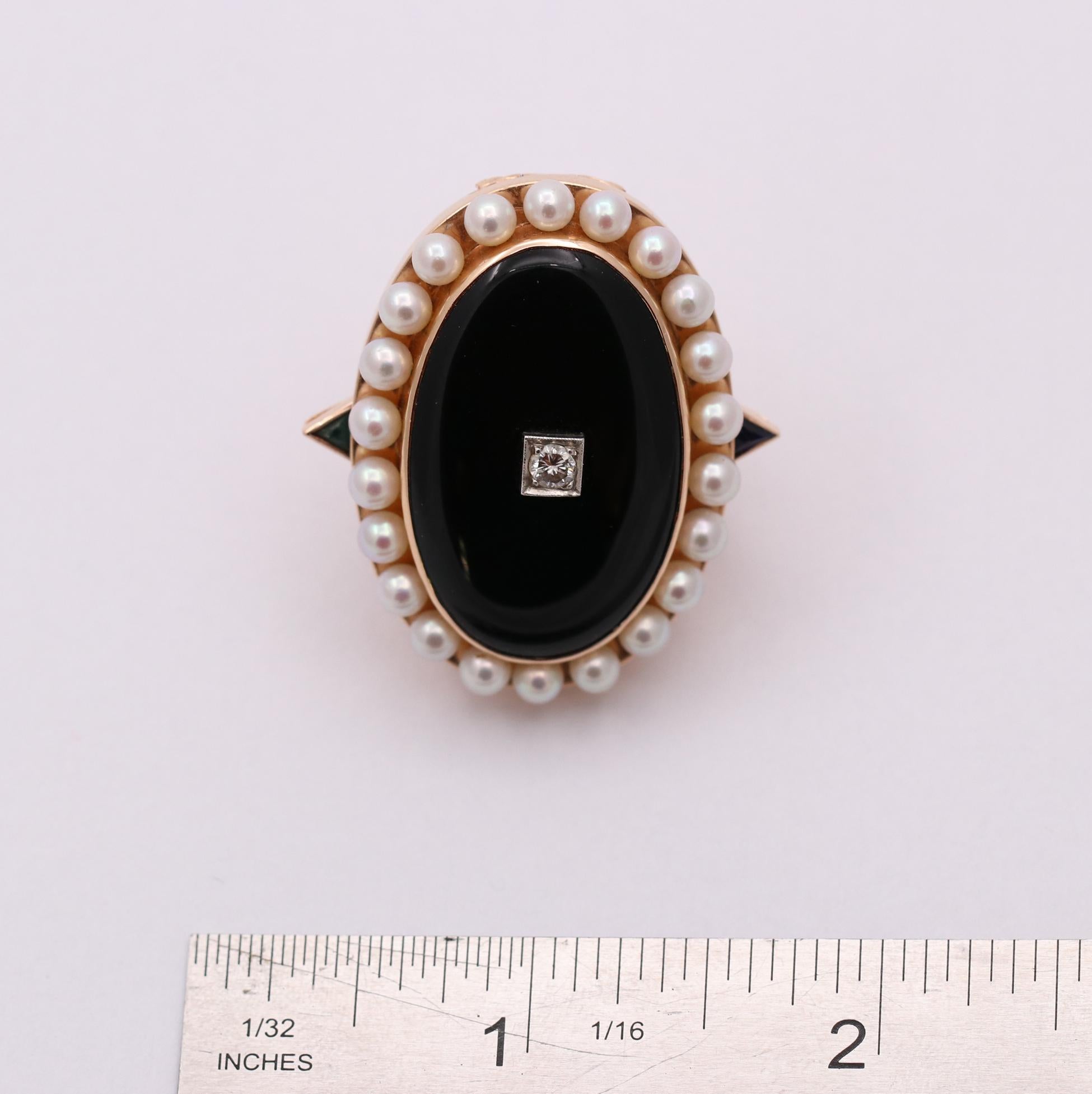 Anello con design a medaglione in stile vittoriano con pietre sintetiche rotanti in vendita 2