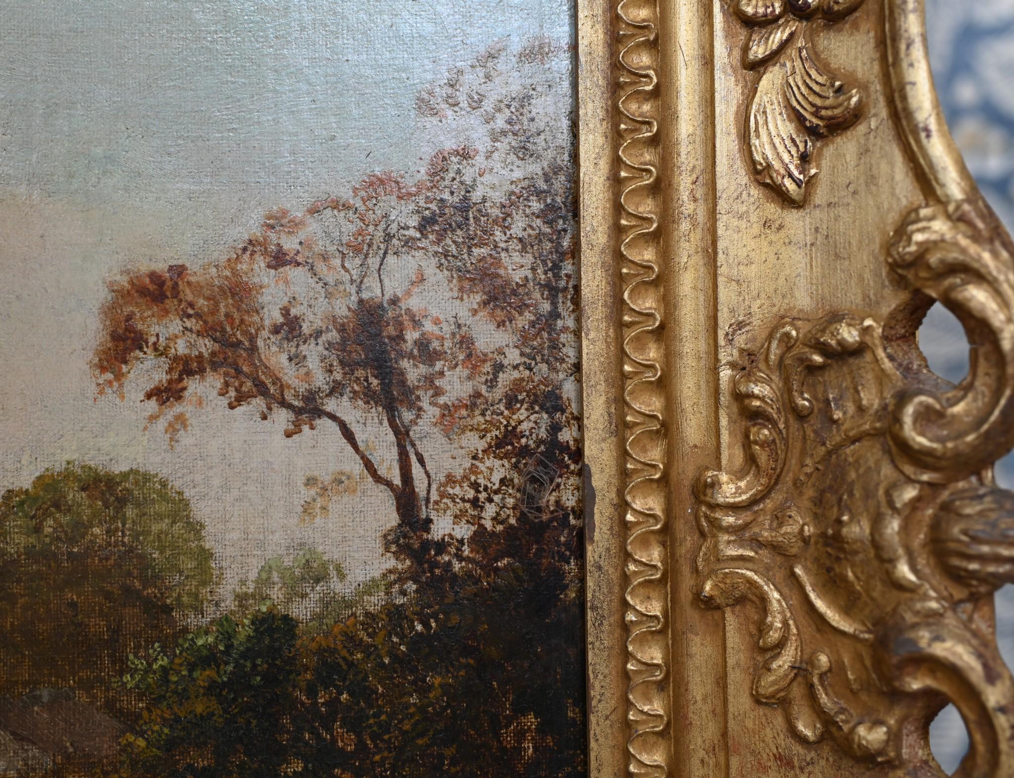 Vittoriano Paesaggio pastorale del Suffolk vittoriano dipinto a olio dopo Constable 1870 in vendita