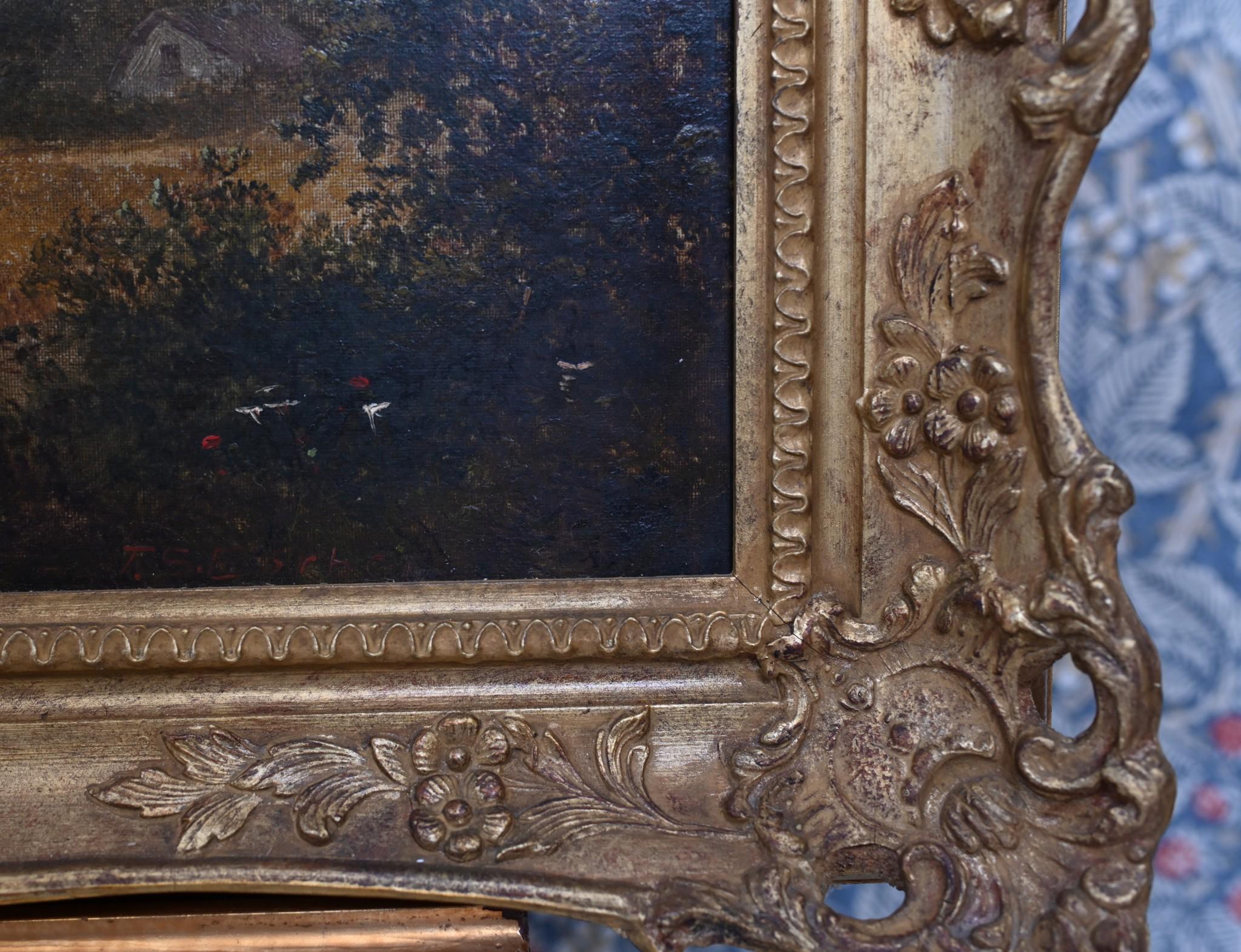 Paesaggio pastorale del Suffolk vittoriano dipinto a olio dopo Constable 1870 in vendita 1