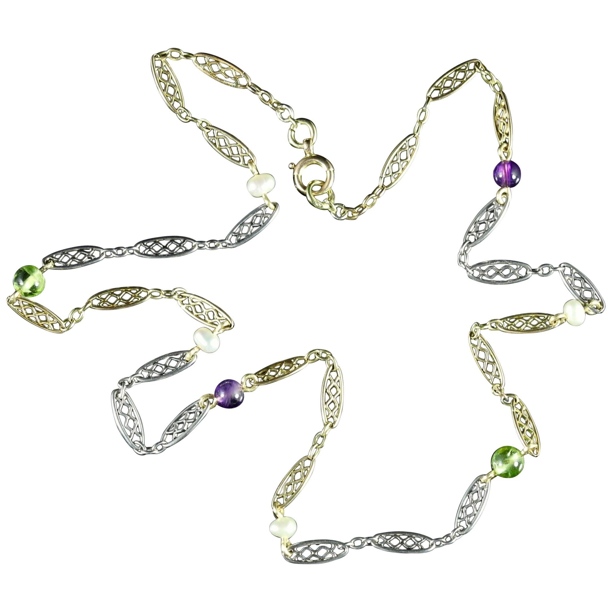 Victorian Suffragette 18 Carat and Platinum Necklace, circa 1900