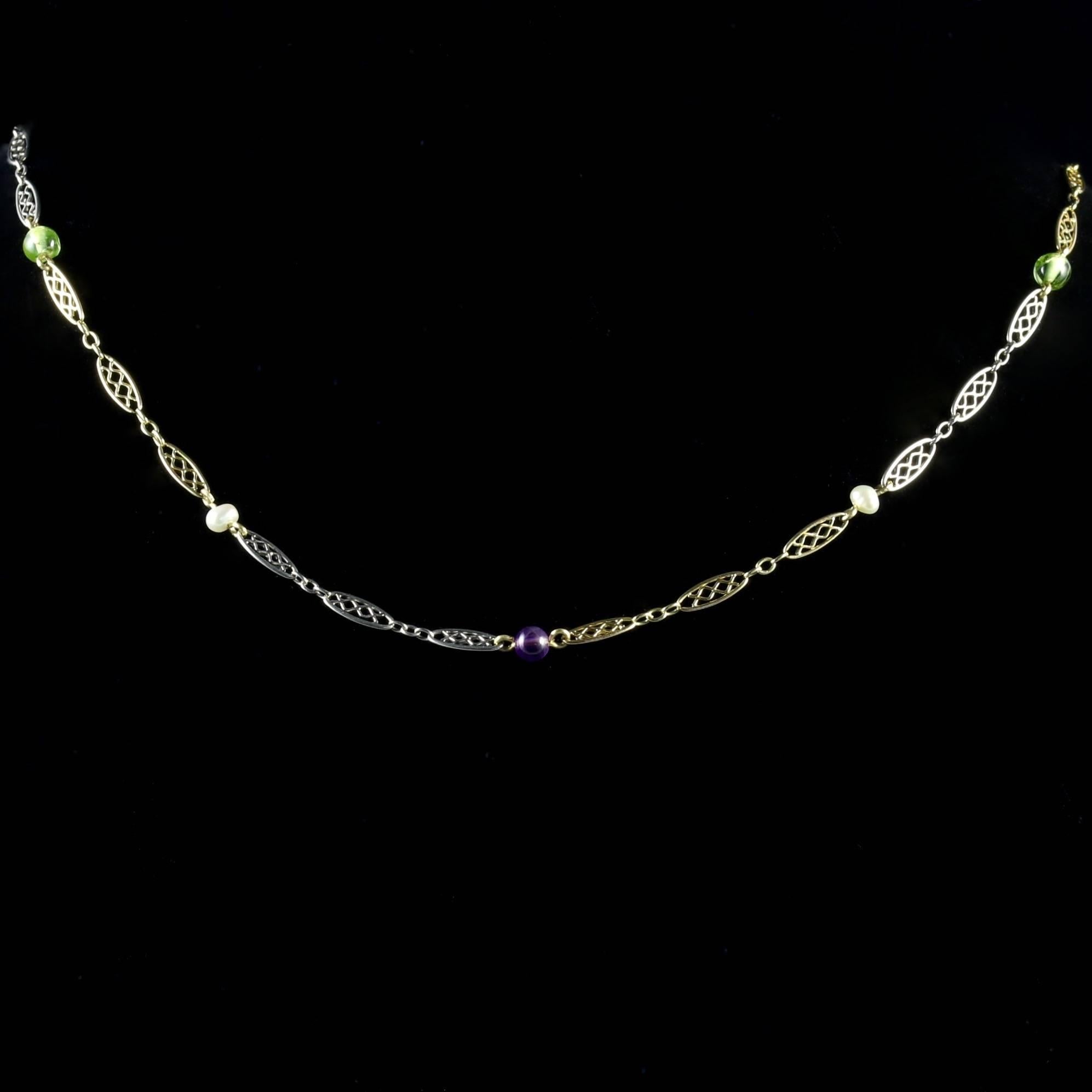 This fabulous Suffragette necklace is set in 18ct Yellow Gold and Platinum.

Emmeline Pankhurst was the leader of the British Suffragette movement in the 19th century and through her efforts won the right for women to vote.

Suffragettes liked to be