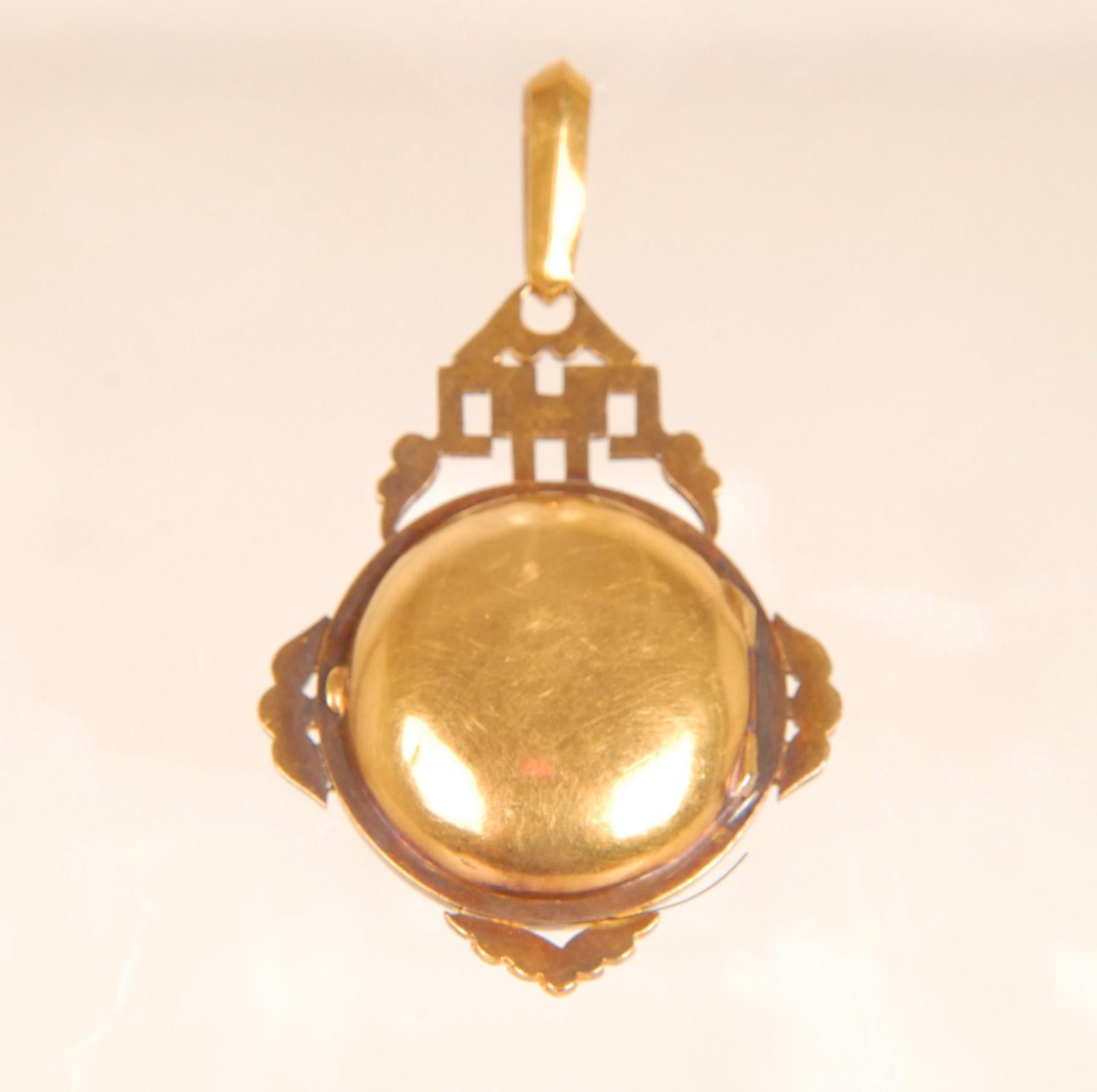 Victorian Sweetheart locket pendant 18K gold diamonds pearls amethyst glass past In Good Condition For Sale In Wommelgem, VAN