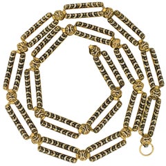 Victorian Swiss Enamel Open Link Chain Necklace