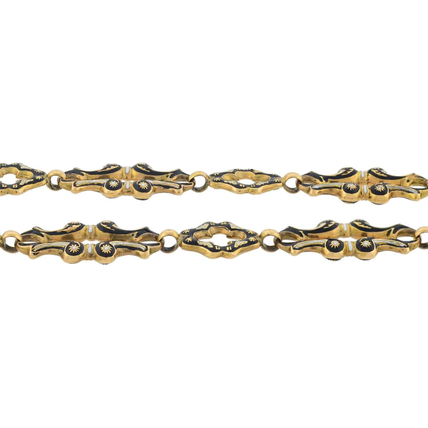 Women's Victorian Swiss Enamel Open Link Chain Necklace