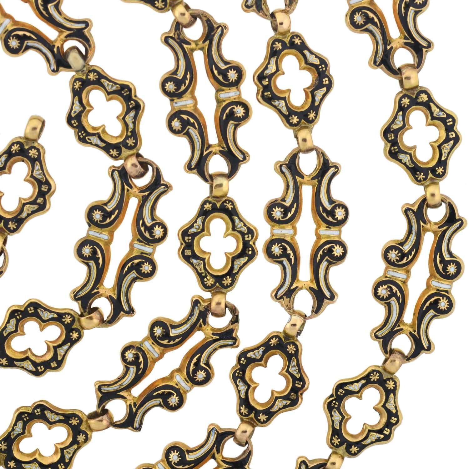 Victorian Swiss Enamel Open Link Chain Necklace 1