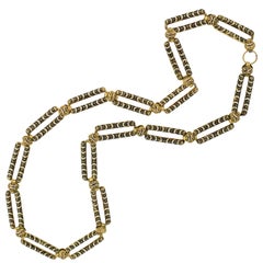 Antique Victorian Swiss Enamel Open Link Chain Necklace