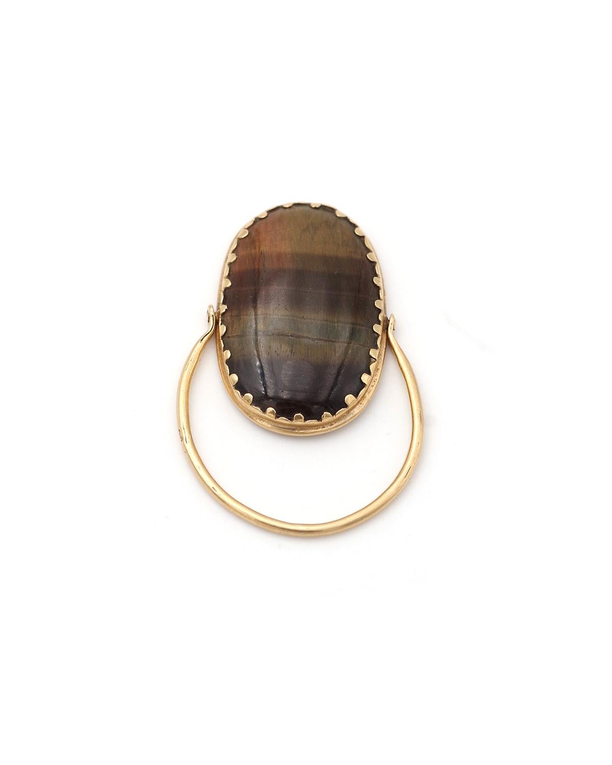 Anillo giratorio victoriano cabujón ojo de tigre, anillo de hombre antiguo oro 18k en venta 2