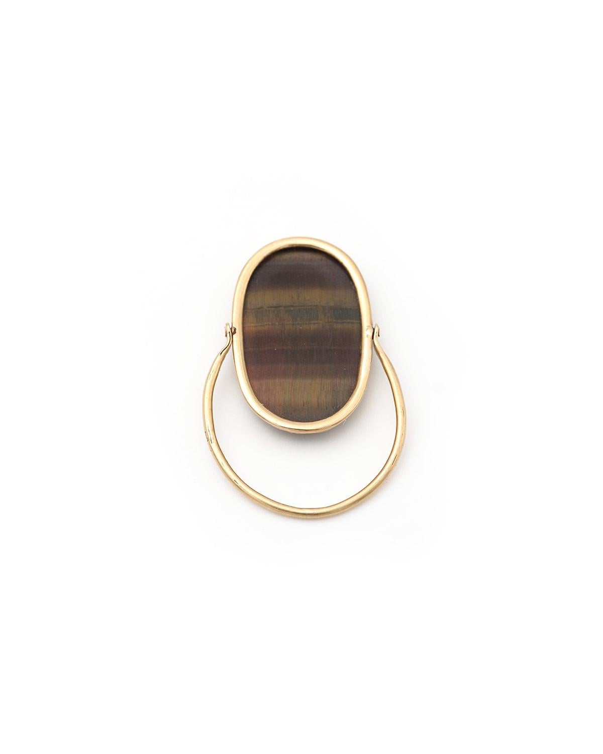 Anillo giratorio victoriano cabujón ojo de tigre, anillo de hombre antiguo oro 18k en venta 3