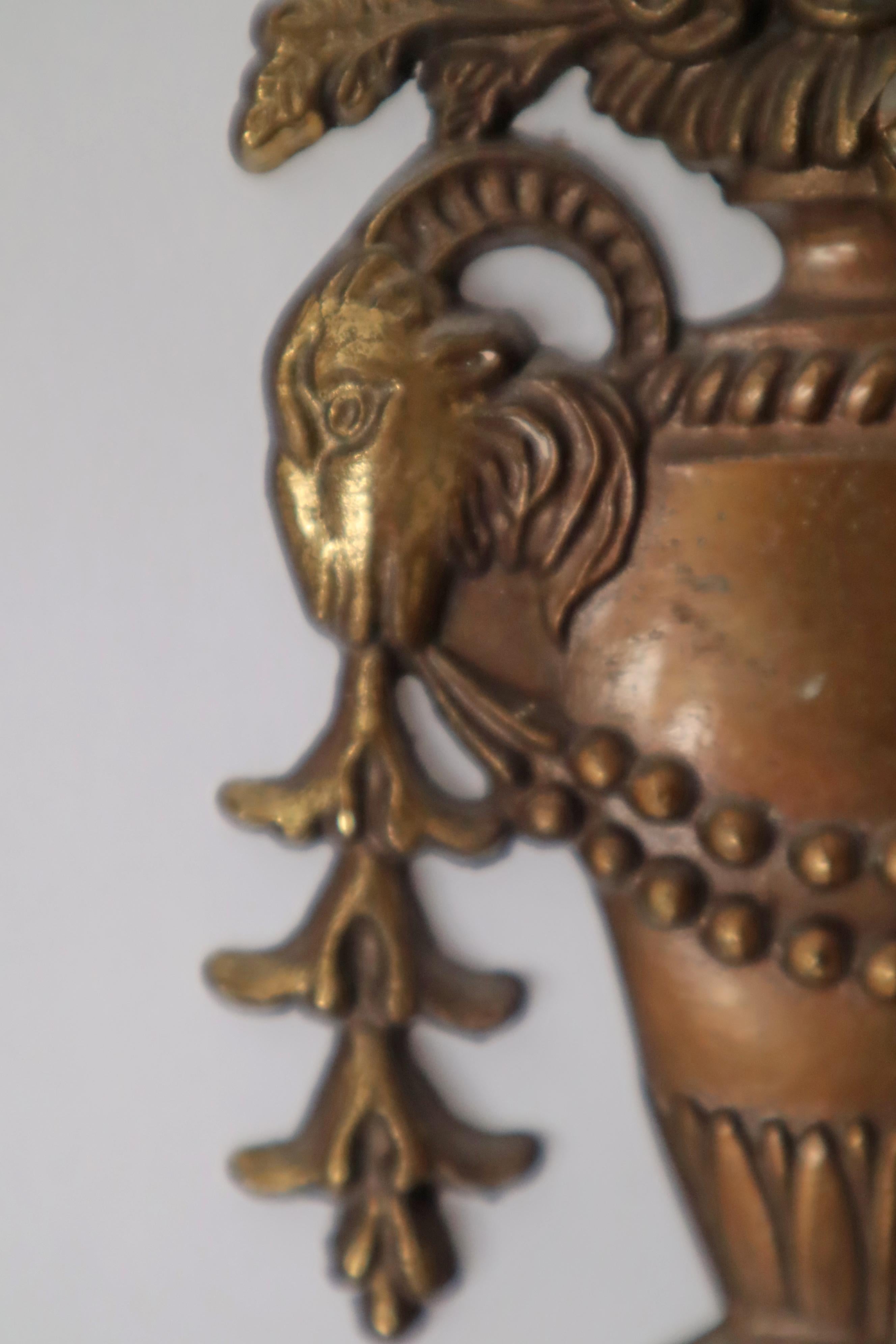 Victorian Swivel Wall Lamp Gilded with Ram's Head and Urn France Around 1880 For Sale 2