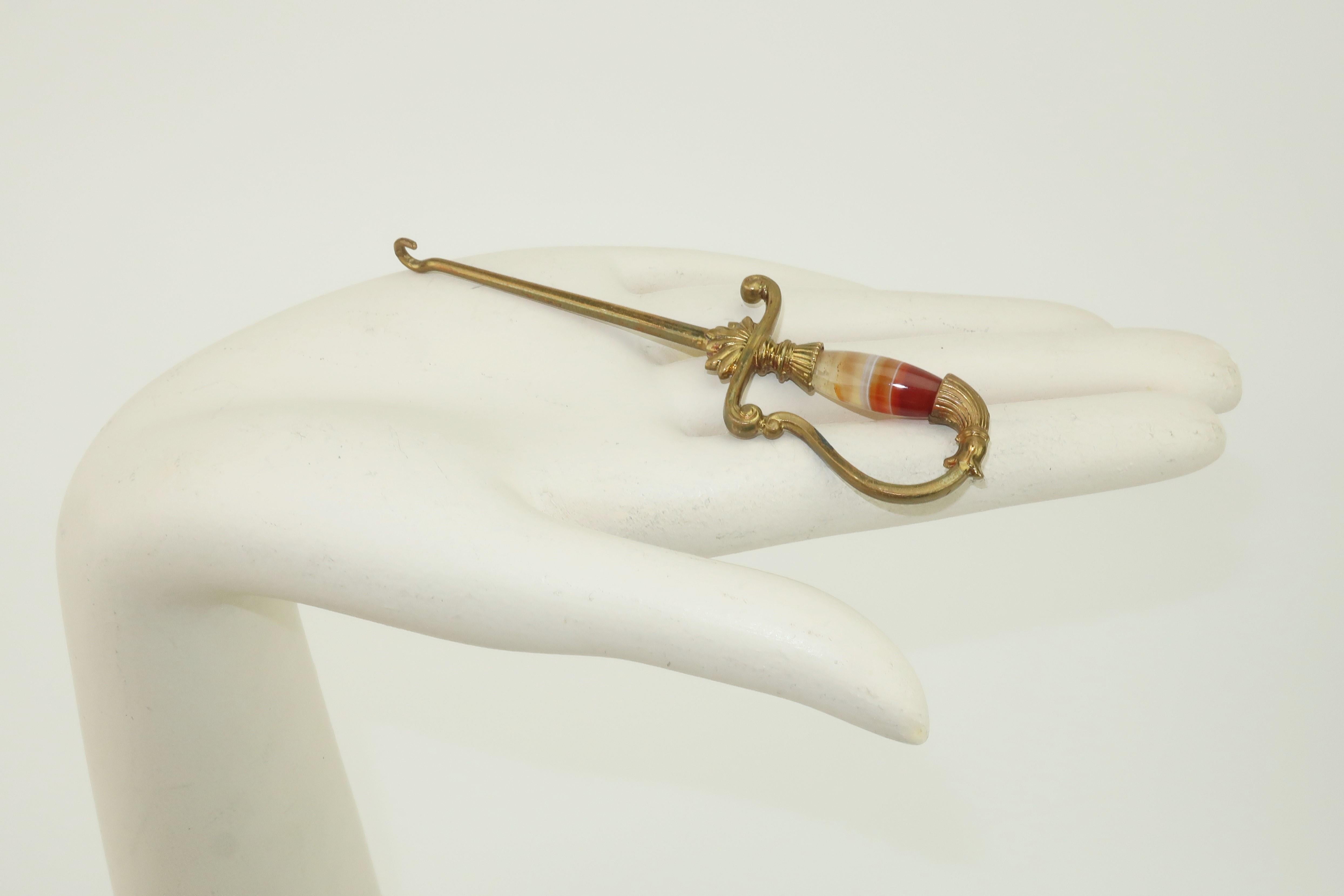 Victorian Sword Button Hook With Agate Handle For Sale 1