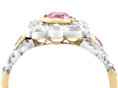 Victorian Synthetic Ruby and 0.62 Carat Diamond 18k Yellow Gold Dress Ring