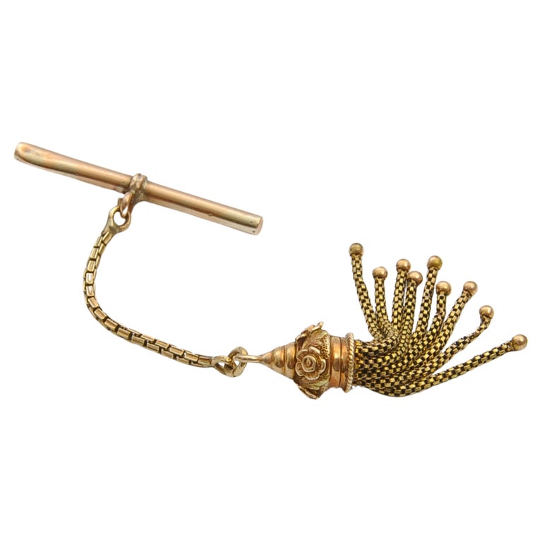 Vintage Antique Victorian? Gold Tone Pocket Watch Chain Fob Bar Floral Locket Vintage ornate watch fob - Gem main image 3