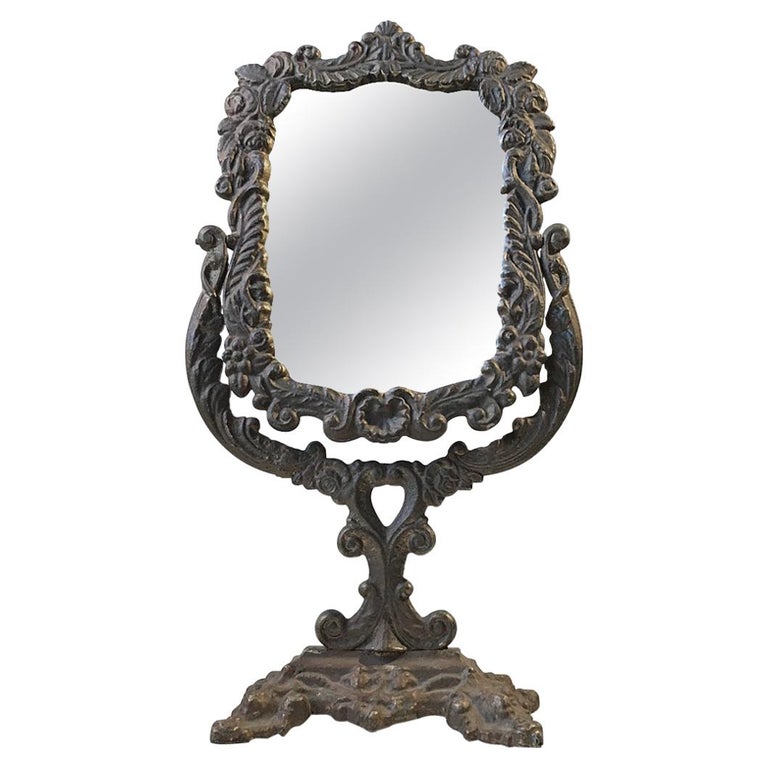 Victorian Table Mirror, Make-Up in Cast Iron, circa 1900 For Sale at  1stDibs | cast iron mirror, cast iron vanity mirror, victorian makeup mirror
