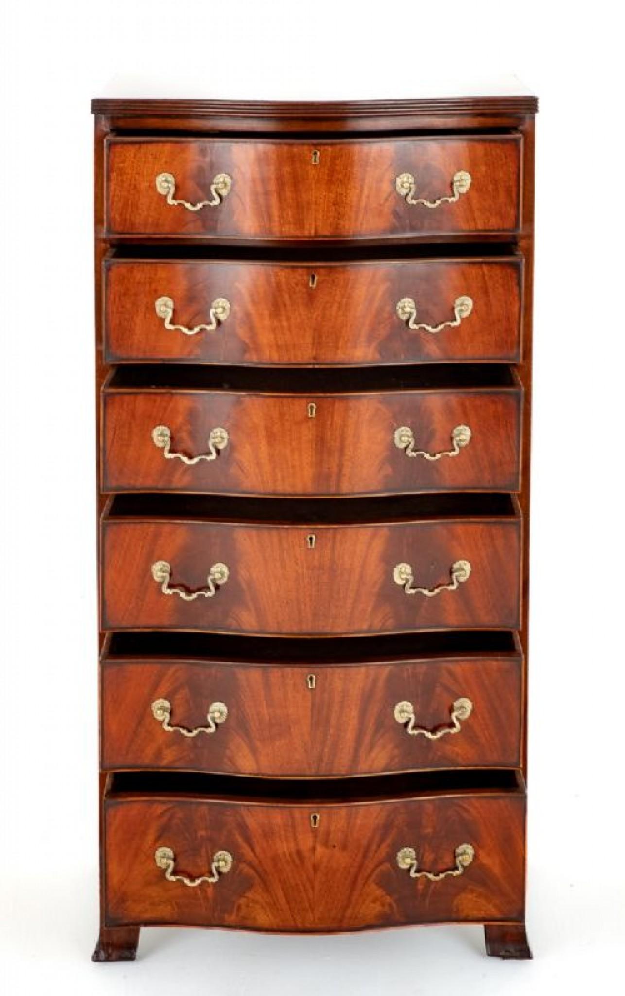 Early 20th Century Victorian Tall Boy Chest Drawers Serpentine 1900 For Sale