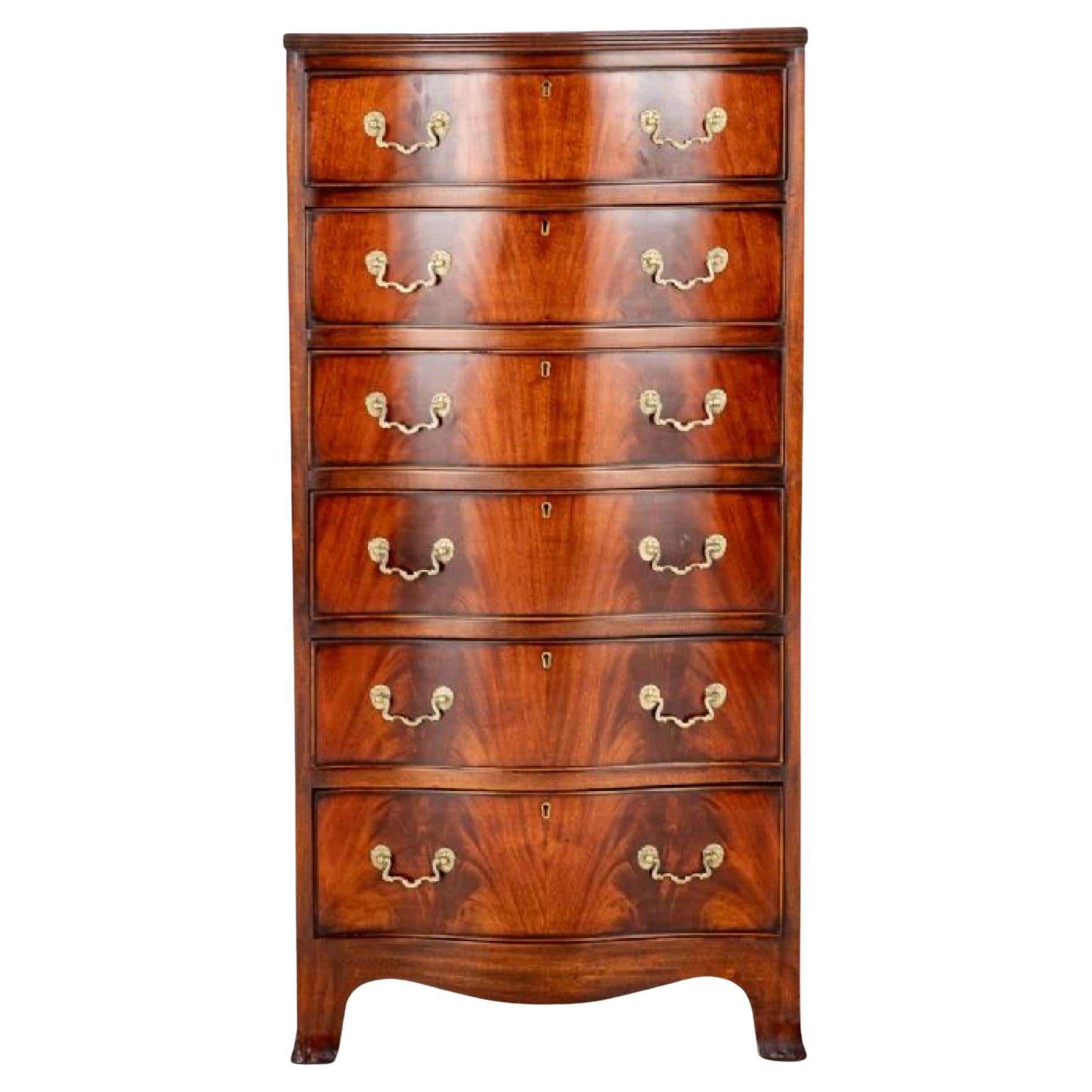 Victorian Tall Boy Chest Drawers Serpentine 1900 For Sale