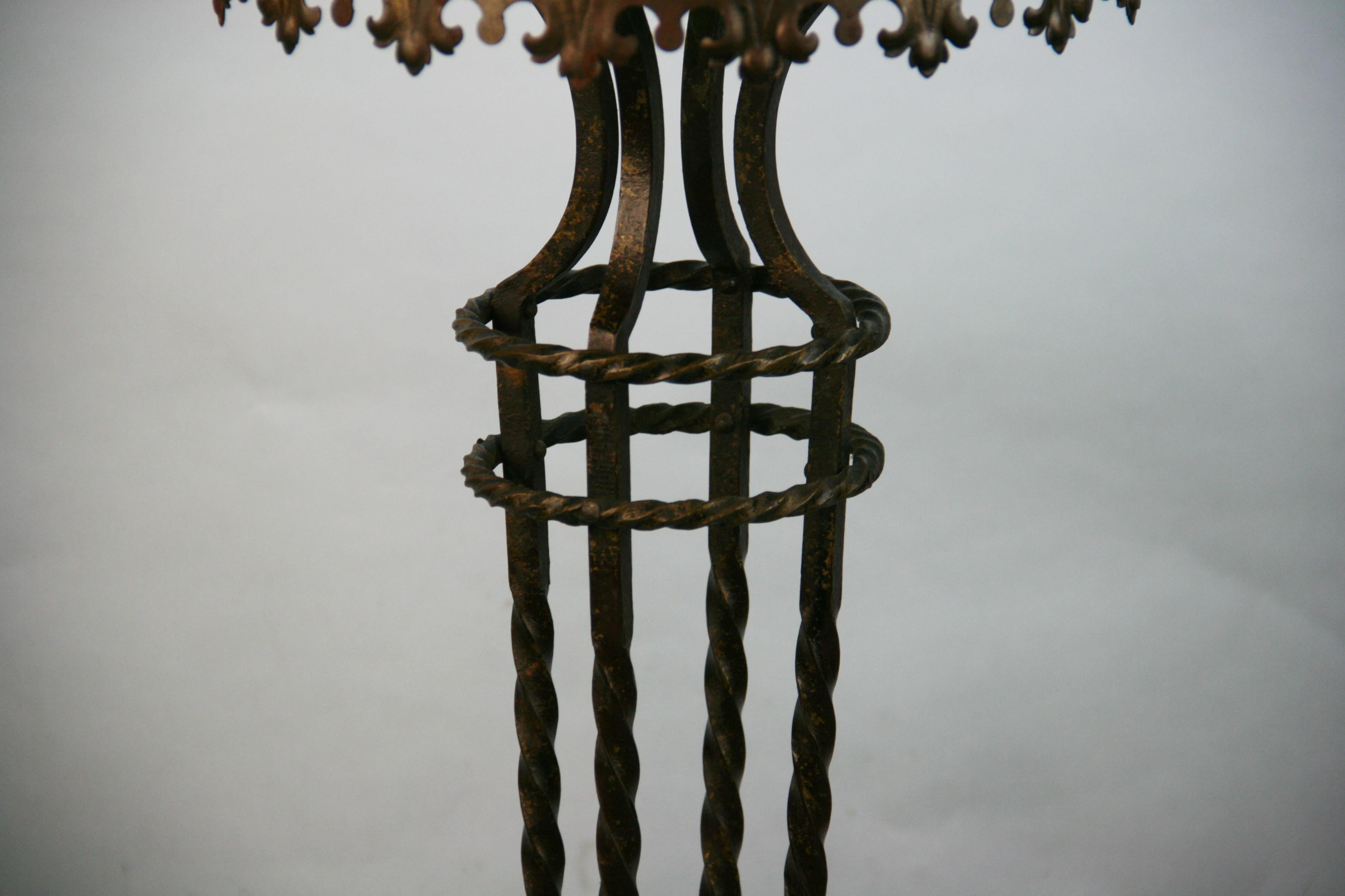 Victorian Tall Iron and Marble Garden Pedestal/Side Table 1