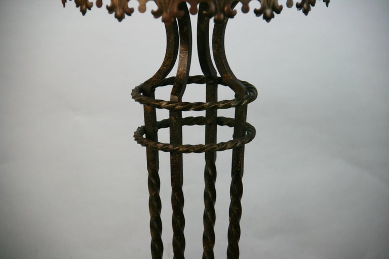 Victorian Tall Iron and Marble Garden Pedestal/Side Table For Sale 1