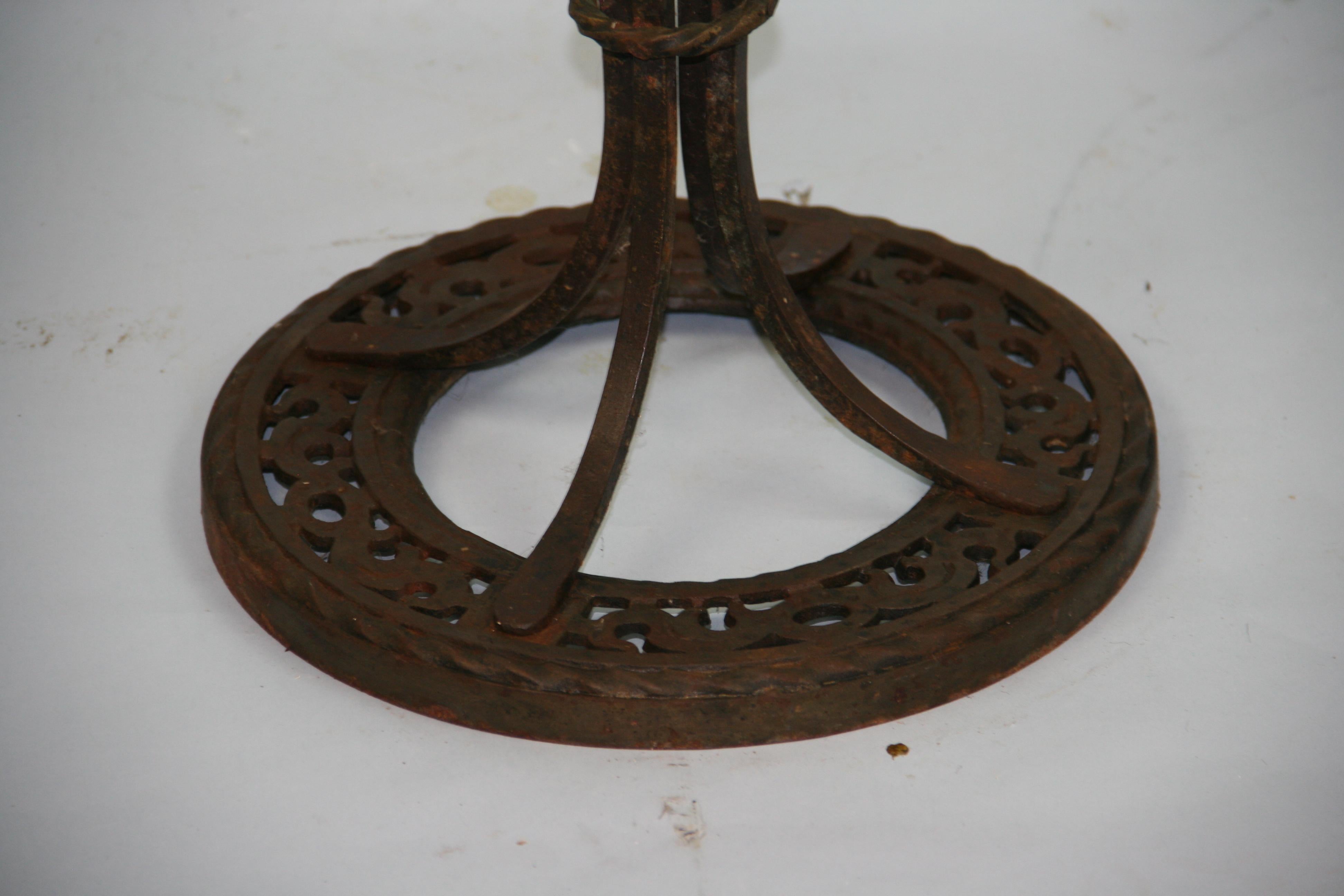 Victorian Tall Iron and Marble Garden Pedestal/Side Table 3