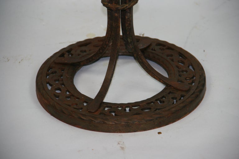 Victorian Tall Iron and Marble Garden Pedestal/Side Table For Sale 3