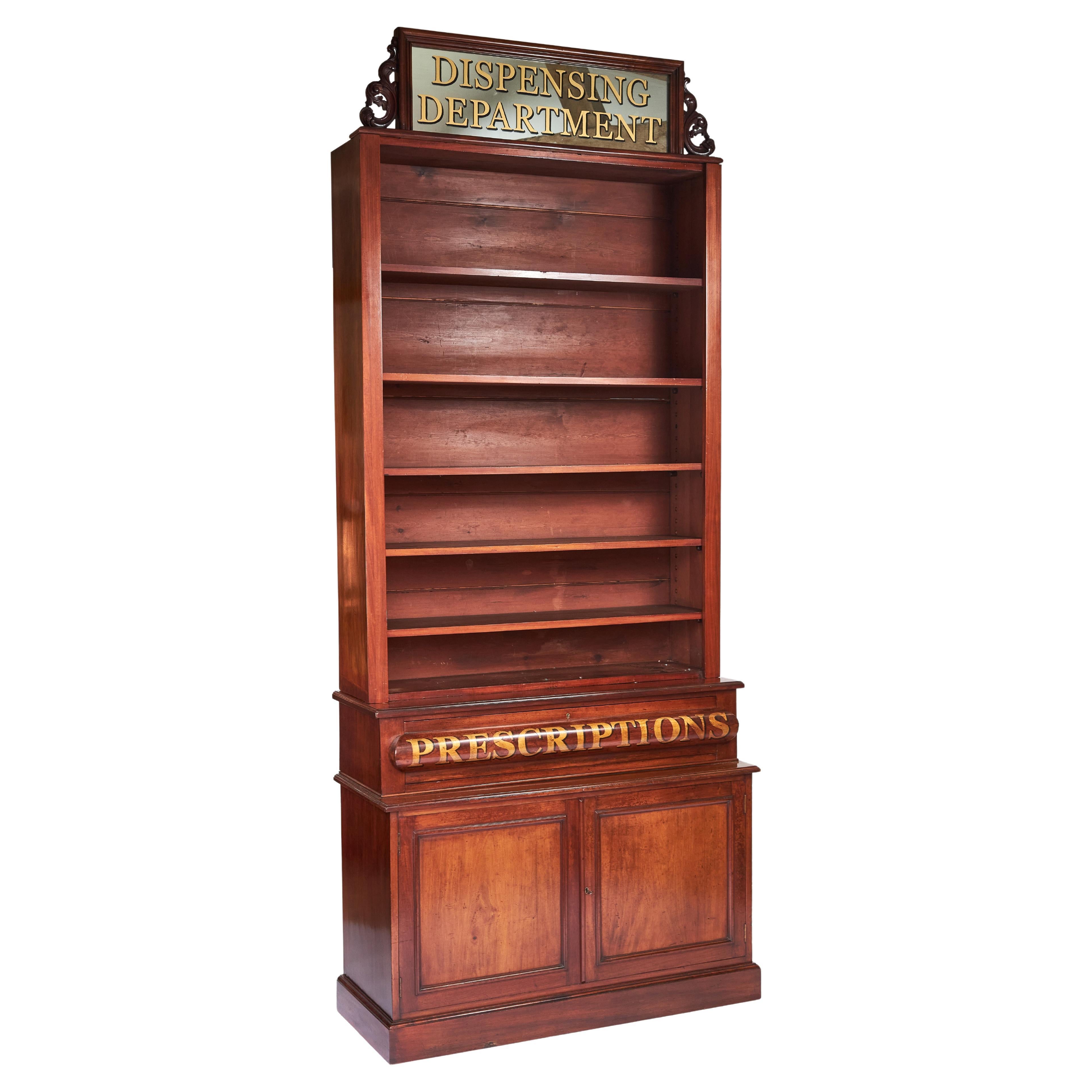 Victorian Tall Mahogany Chemist Shop Fitting For Sale