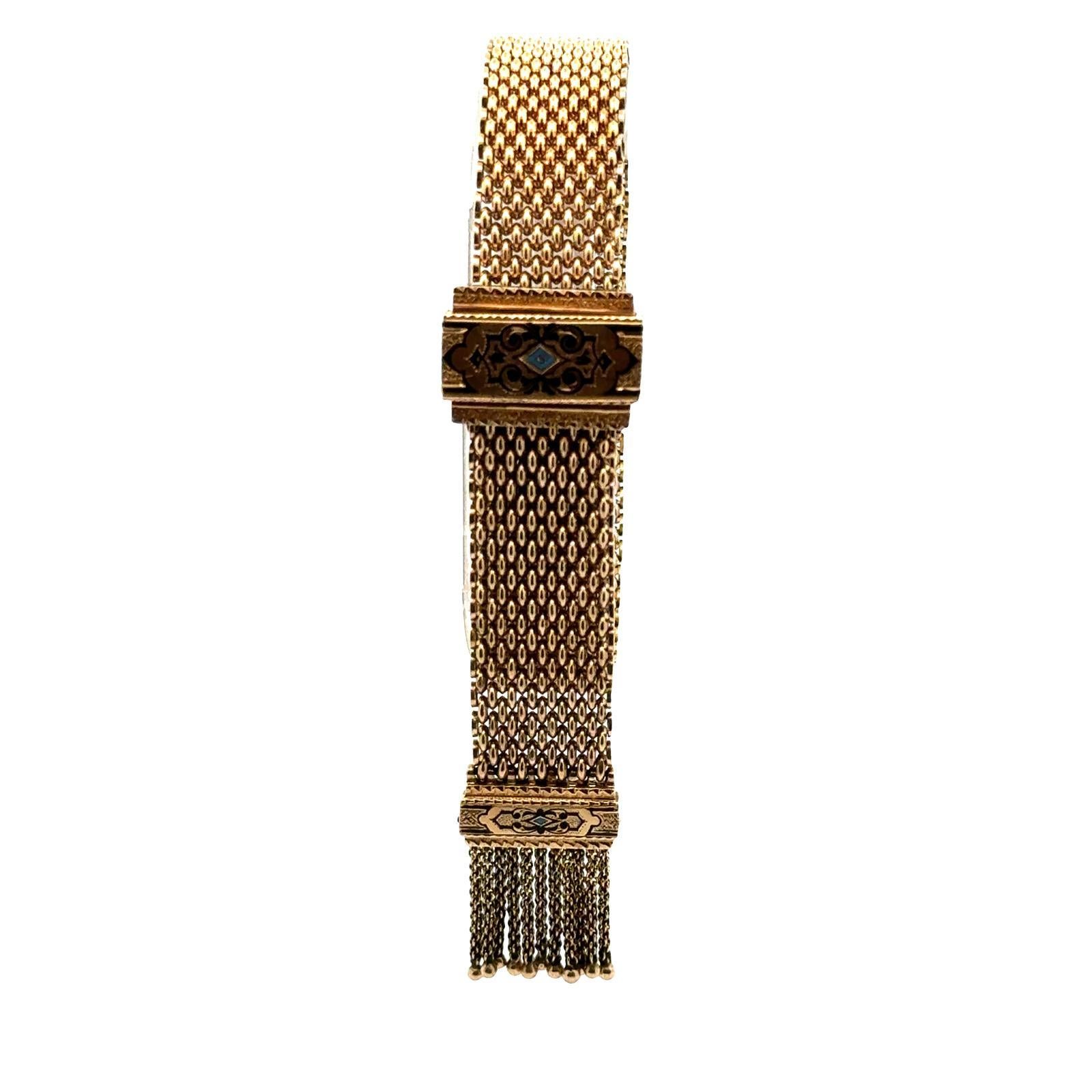 Victorian Tassel 14 Karat Yellow Gold Slide Antique Bracelet For Sale 1