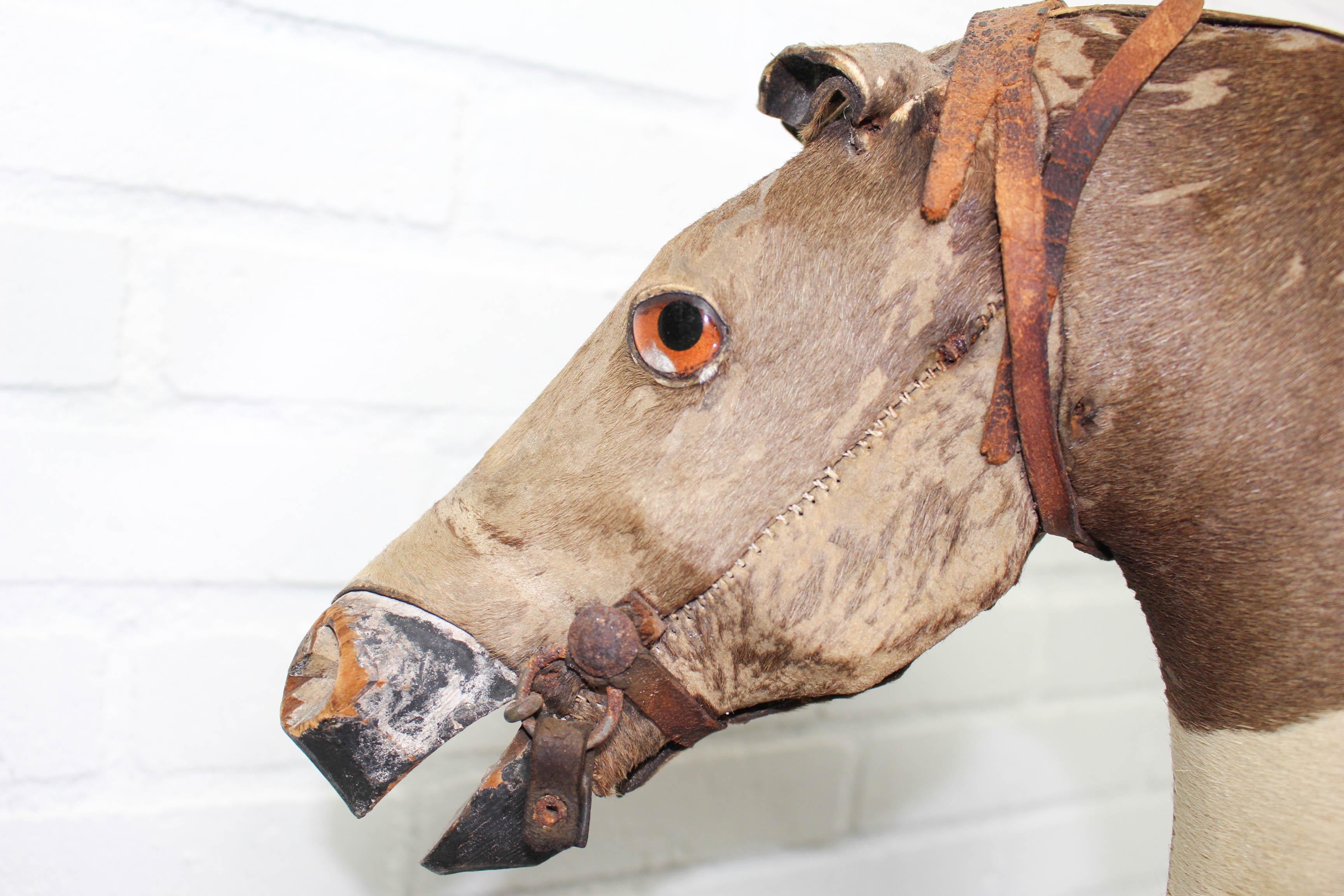 Leather Victorian Taxidermy Toy Horse, Late 19th Century