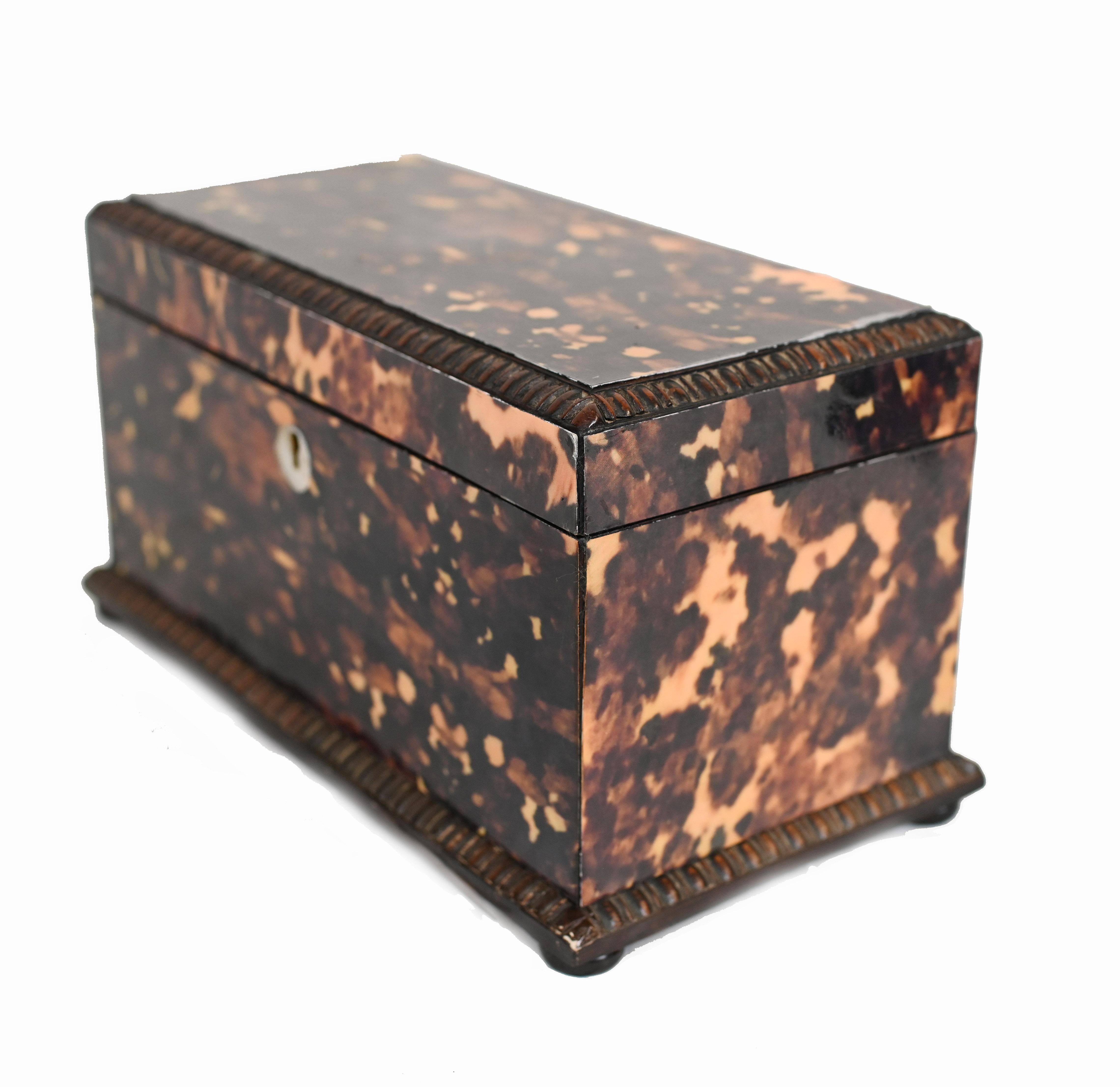 Late 19th Century Victorian Tea Caddy Box Faux Tort 1890 For Sale