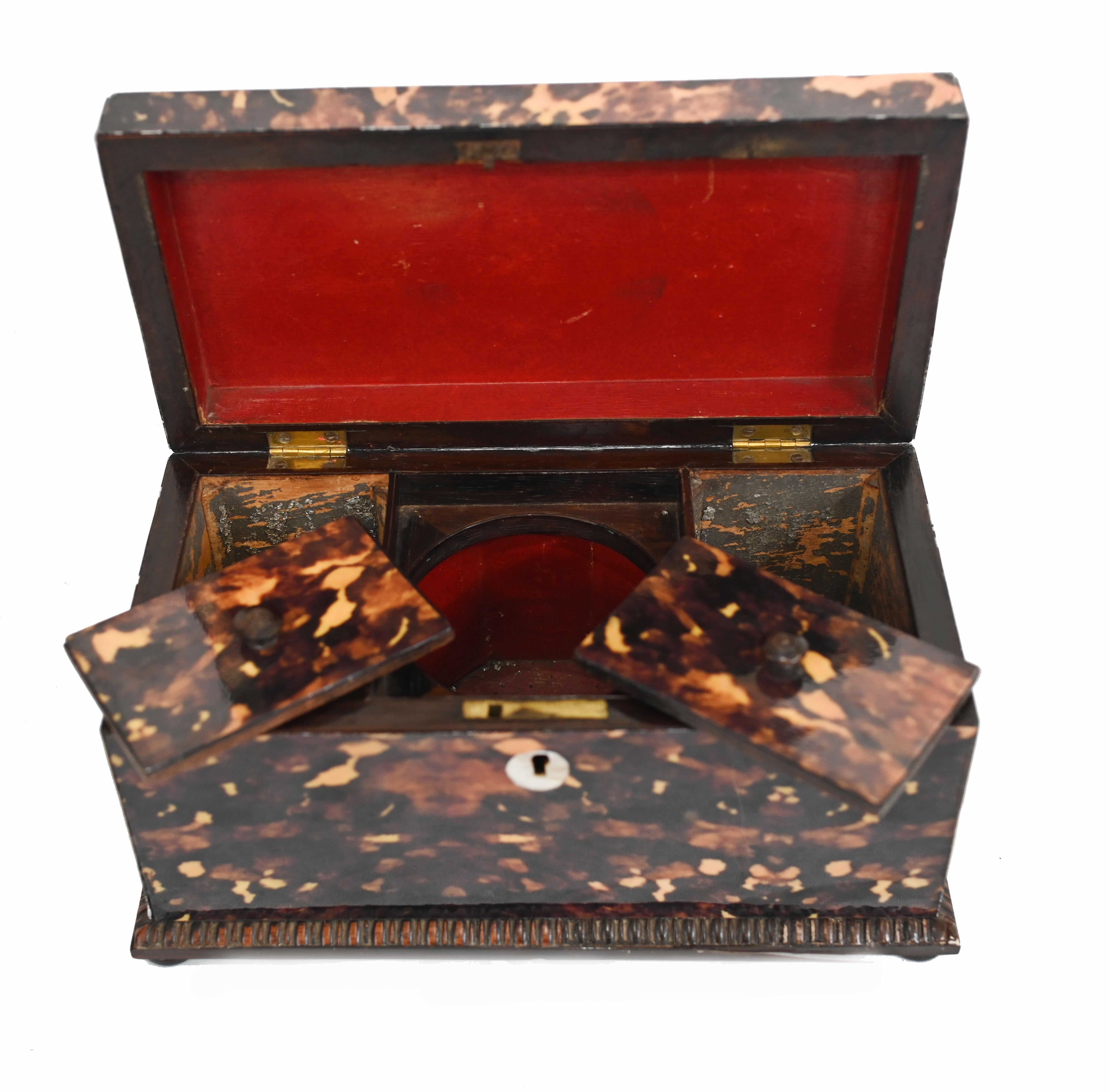 Victorian Tea Caddy Box Faux Tort 1890 For Sale 3
