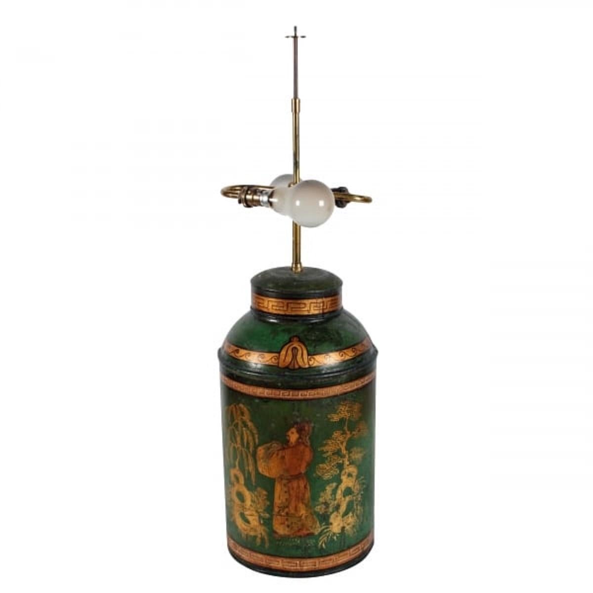 European Victorian Tea Tin Lamp, 19th Century