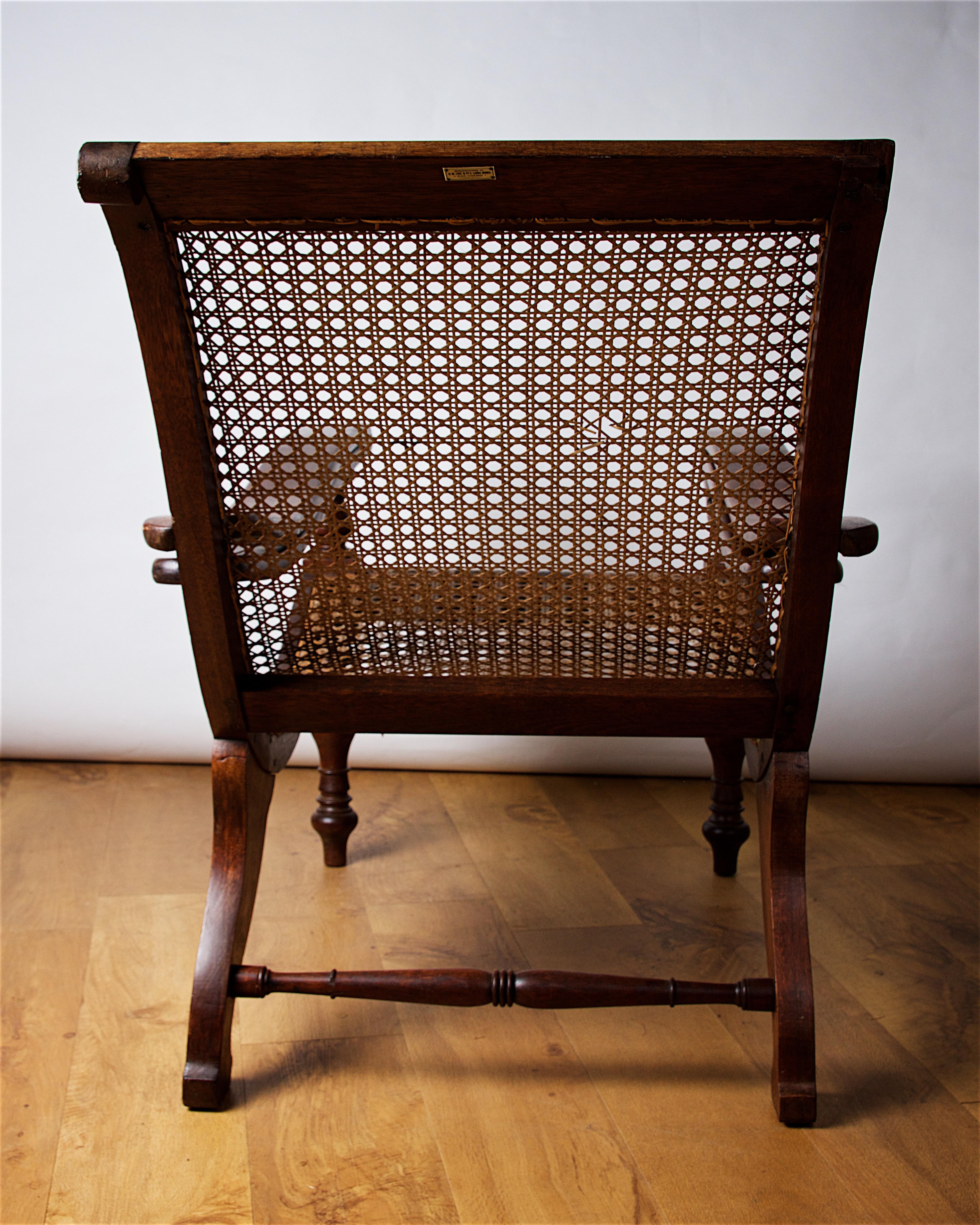 Victorian Teak and Rattan Plantation Steamer Chair For Sale 1