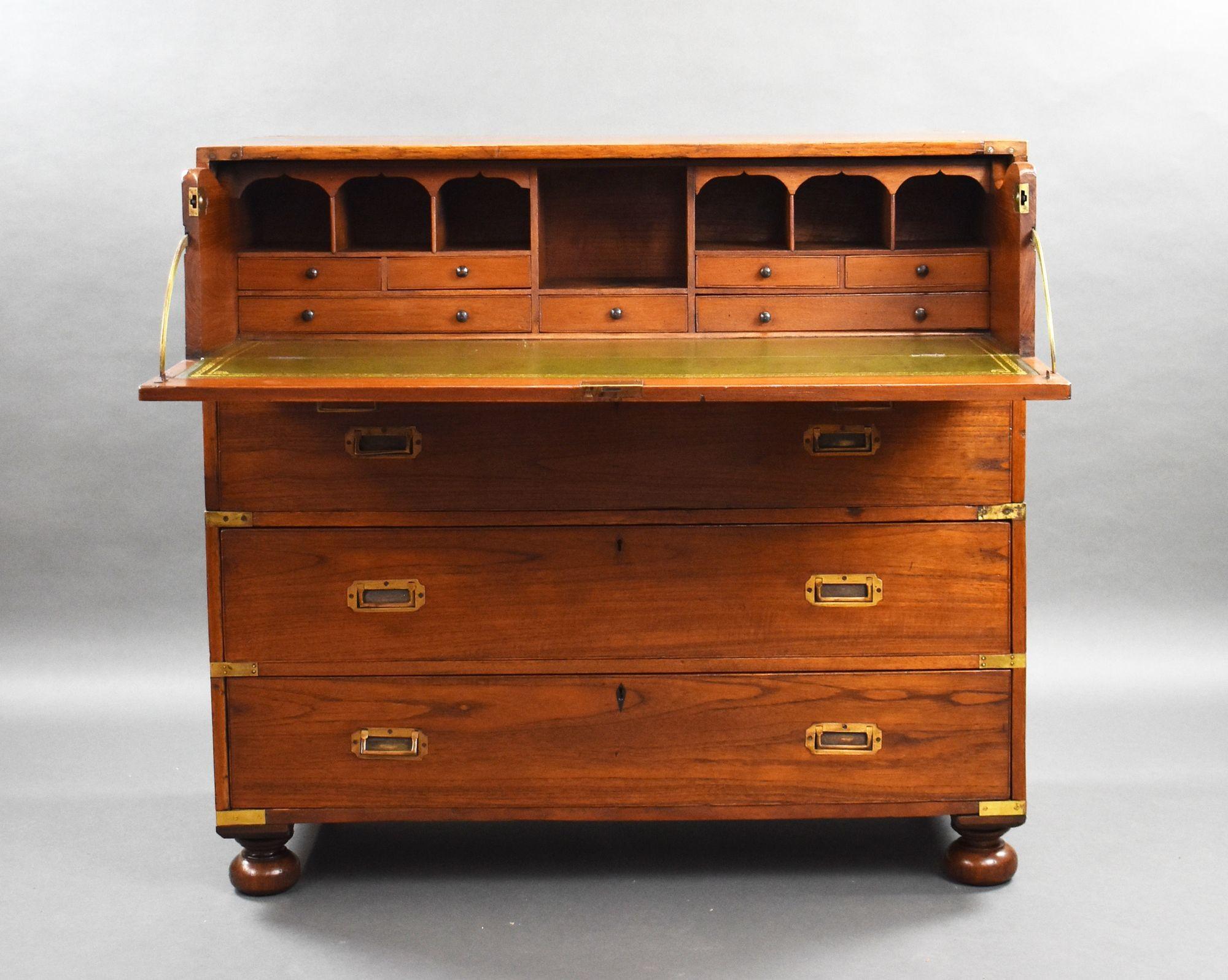 Cassapanca vittoriana in teak Campaigner In condizioni buone in vendita a Chelmsford, Essex