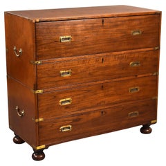 Victorian Teak Campaign Secretaire Chest