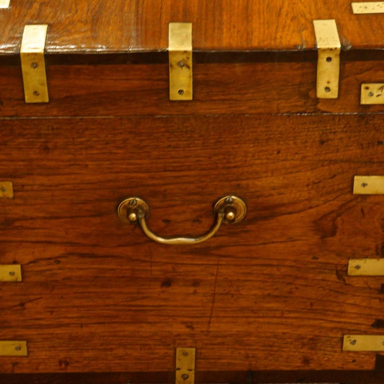 Victorian teak brass cornered British officers military chest at 1stDibs