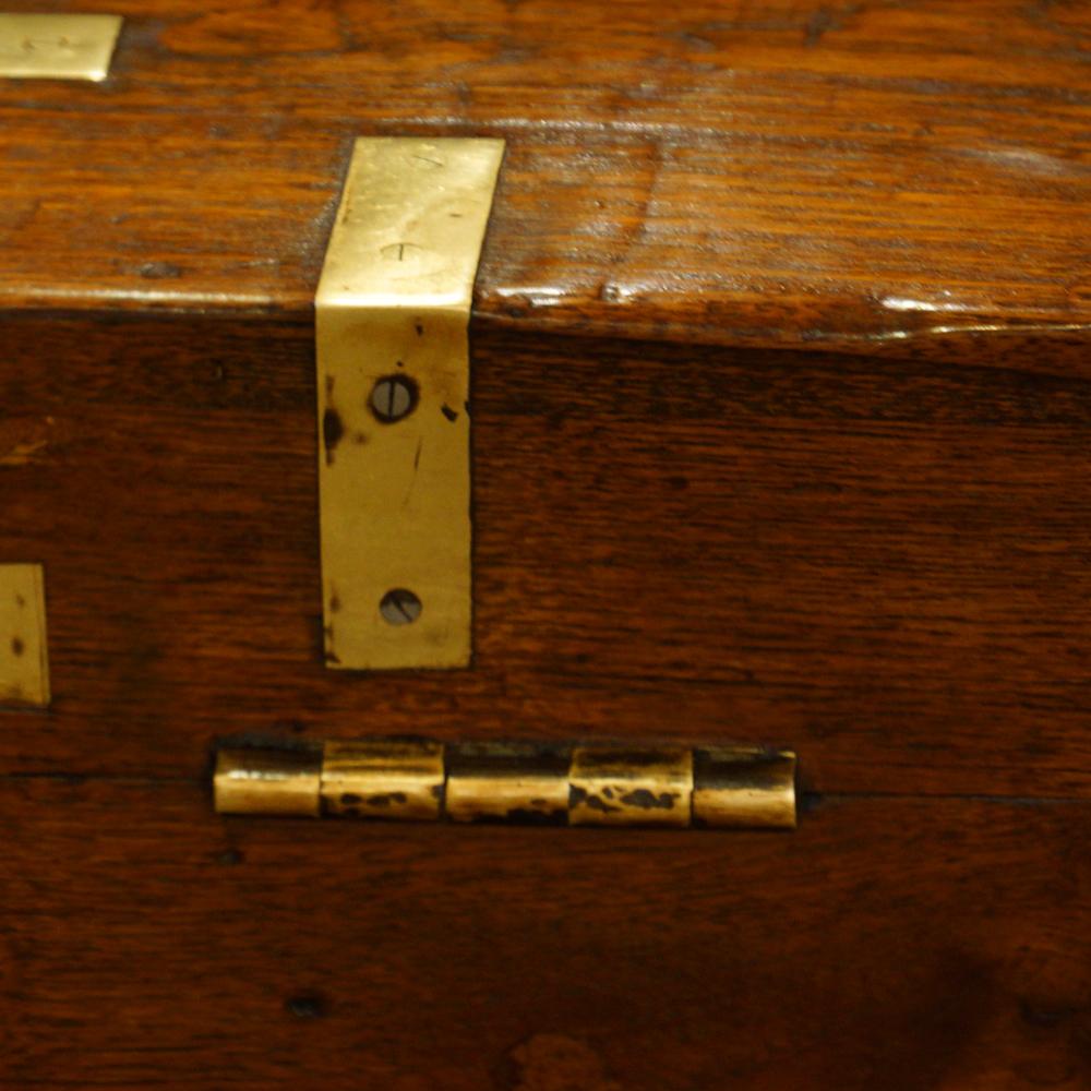 English Victorian teak brass cornered British officers military chest