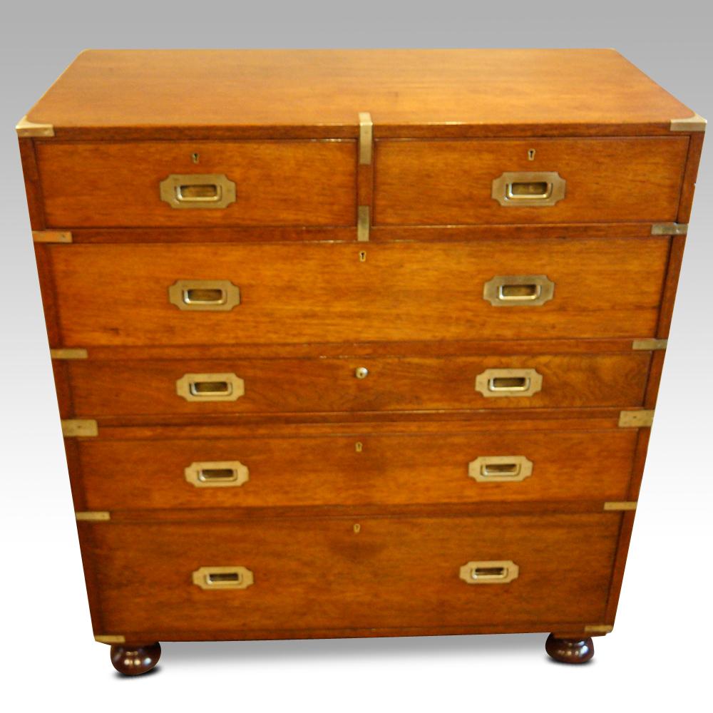 Victorian Teak Secretaire Military Chest  In Good Condition For Sale In Salisbury, Wiltshire